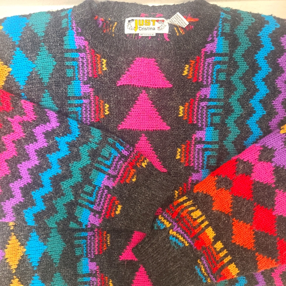80s Just Cristina Rainbow Chevron sweater